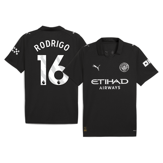 RODRIGO #16 Manchester City Extérieur Maillot 2025/26 Noir