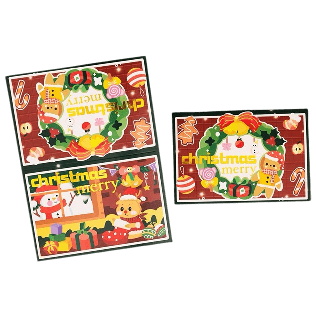 Carte de Noël personnalisée – Couronne de Noël – Message personnalisé