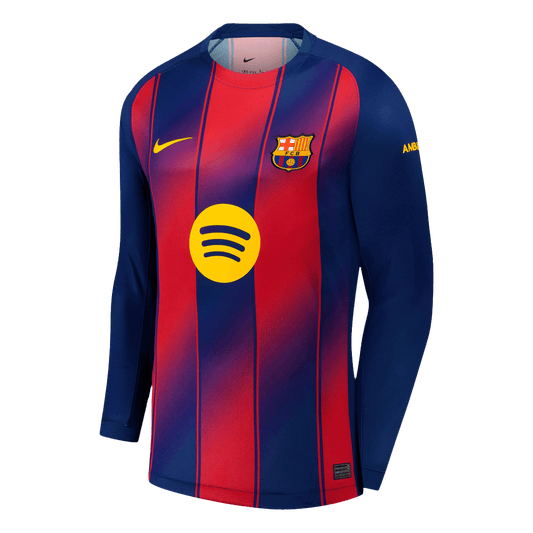 Barcelone Domicile Maillot Manches Longues 2025/26 Rouge et Bleu Grande Taille