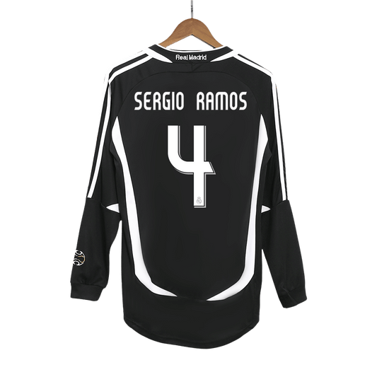 SERGIO RAMOS #4 Retro Real Madrid Extérieur Maillot Manches Longues 2006/07