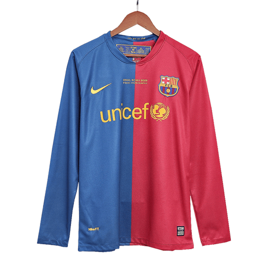 Retro Barcelone Domicile Maillot Manches Longues 2008/09 - UCL Final
