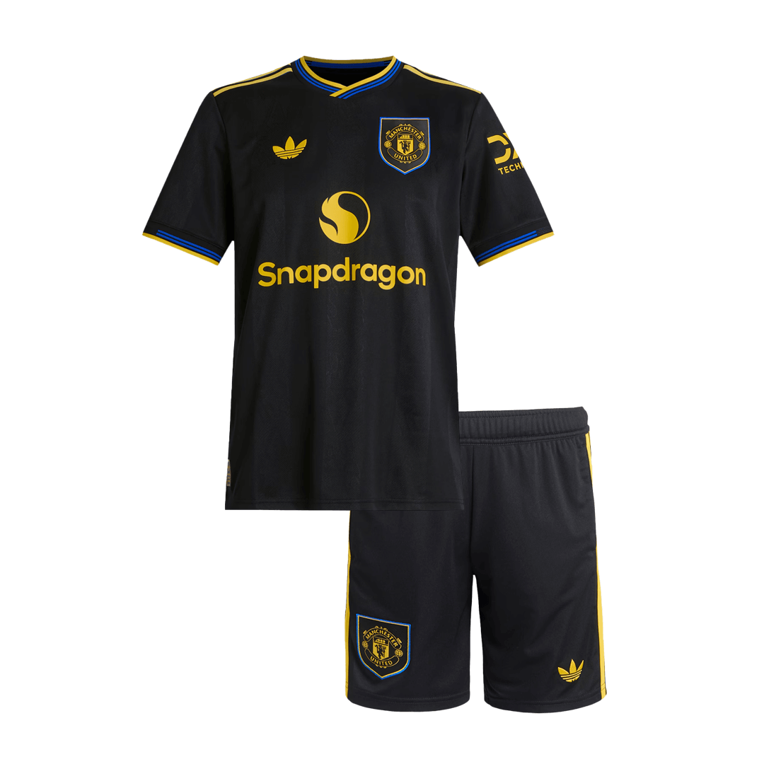 Manchester United Third Maillot Kit 2025/26 Enfant Noir