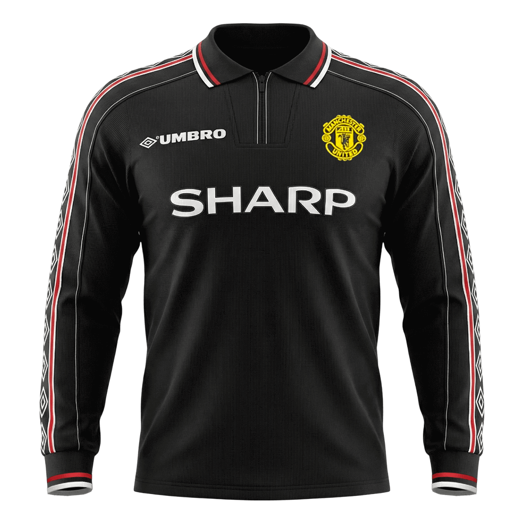 Retro Manchester United Extérieur Maillot Manches Longues 1998 Noir