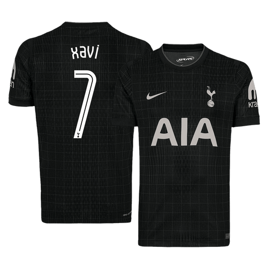 XAVI #7 Tottenham Hotspur Extérieur Maillot 2025/26 Noir - UCL Grande Taille