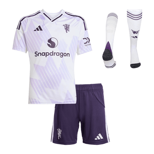 Manchester United Extérieur Maillot Kit 2025/26 Enfant Blanc