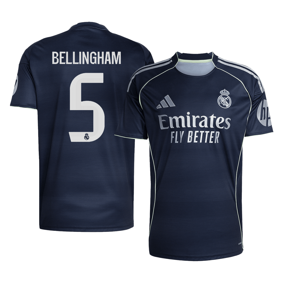 BELLINGHAM #5 Real Madrid Extérieur Maillot 2025/26 Grande Taille