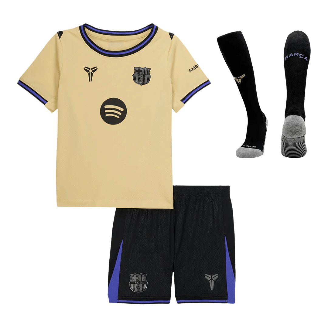 Barcelone Extérieur Maillot Kit 2025/26 Enfant Jaune&Noir