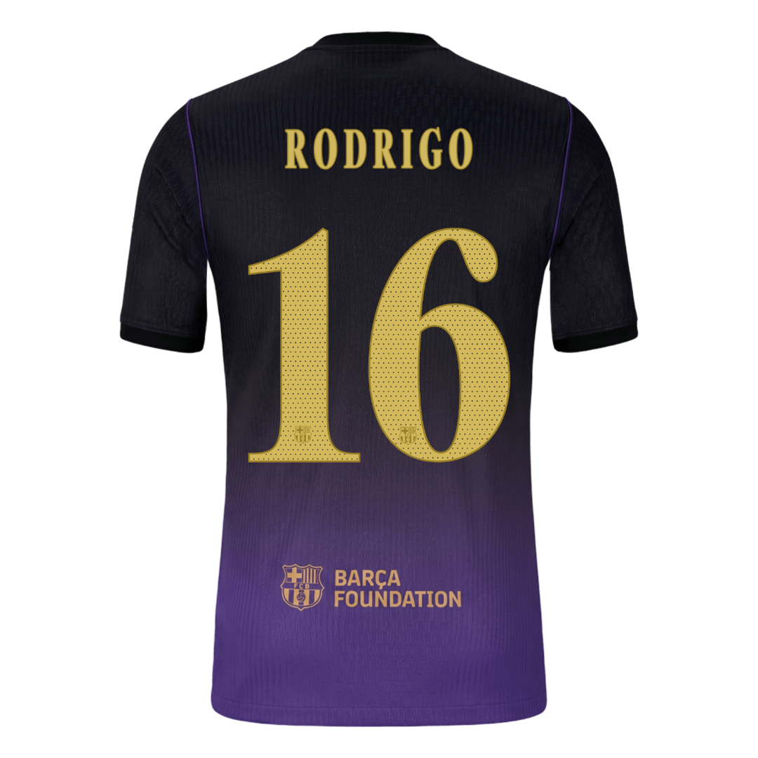 RODRIGO #16 Barcelone Extérieur Maillot 2026/27 Black/Purple Joueur - UCL