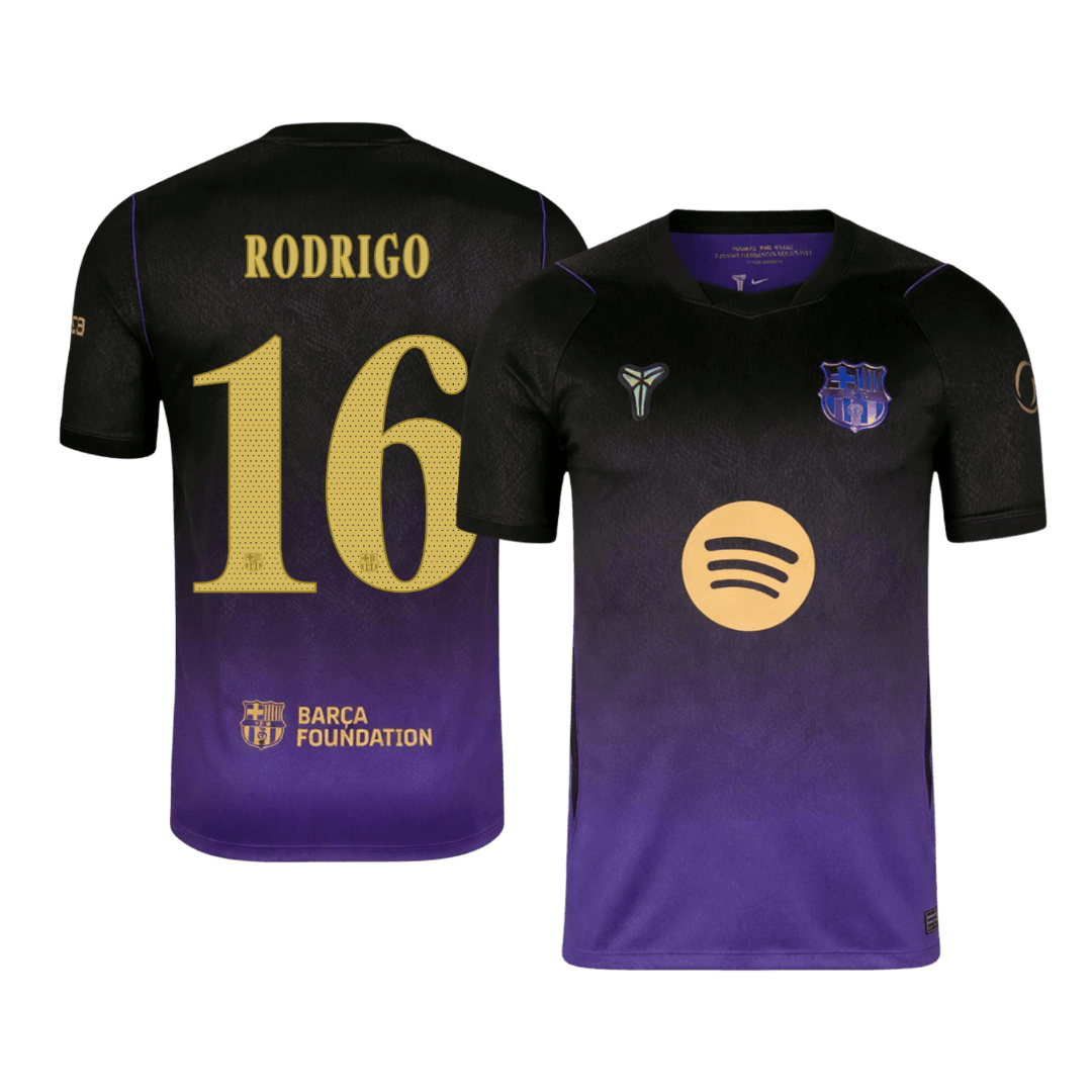 RODRIGO #16 Barcelone Extérieur Maillot 2026/27 Black/Purple - UCL