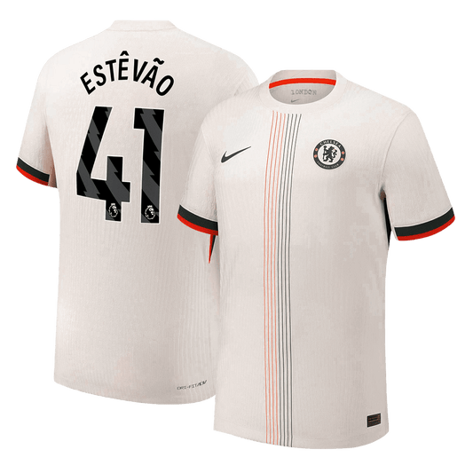 ESTÊVÃO #41 Chelsea Extérieur Maillot 2025/26 Blanc Authentique