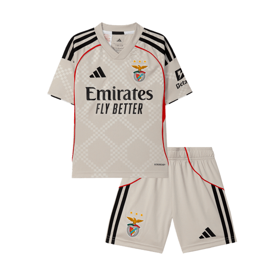 Lisbonne Extérieur Maillot Kit 2025/26 Enfant Beige
