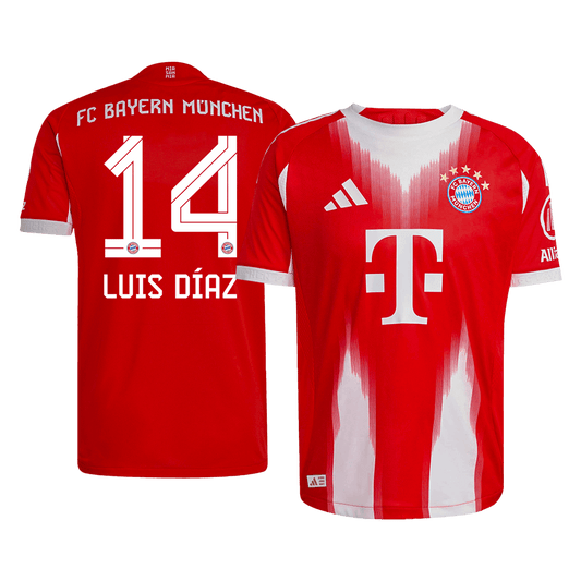 LUIS DÍAZ #14 Munich Domicile Maillot 2025/26 Rouge Joueur