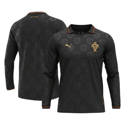 Portugal Maillot Manches Longues - Coupe du Monde 2026 Noir Grande Taille