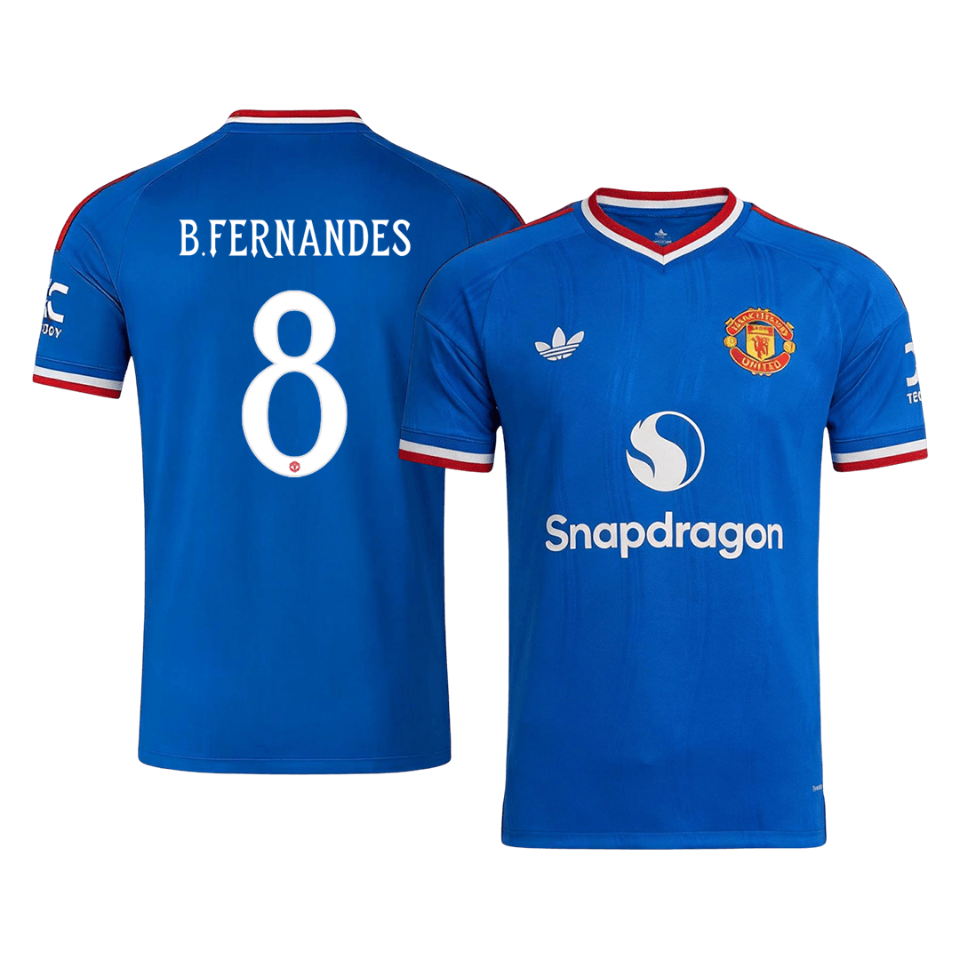B. FERNANDES #8 Manchester United Extérieur Maillot 2026/27 Bleu - UCL