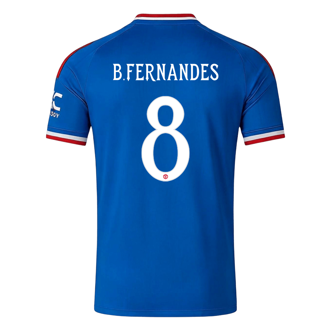 B. FERNANDES #8 Manchester United Extérieur Maillot 2026/27 Bleu - UCL