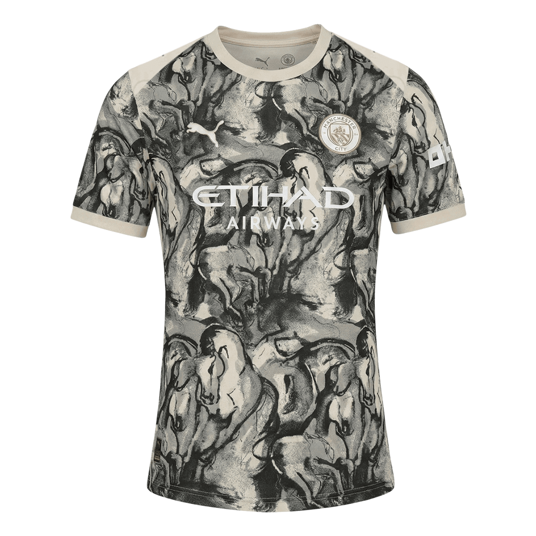 Manchester City Maillot 2025/26 Noir&Blanc Grande Taille