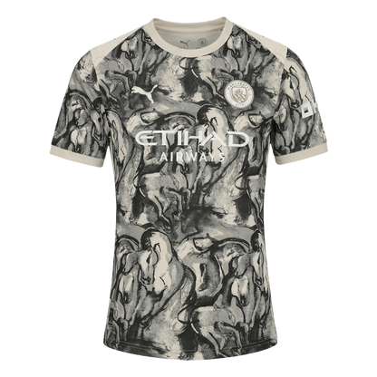 Manchester City Maillot 2025/26 Noir&Blanc Grande Taille