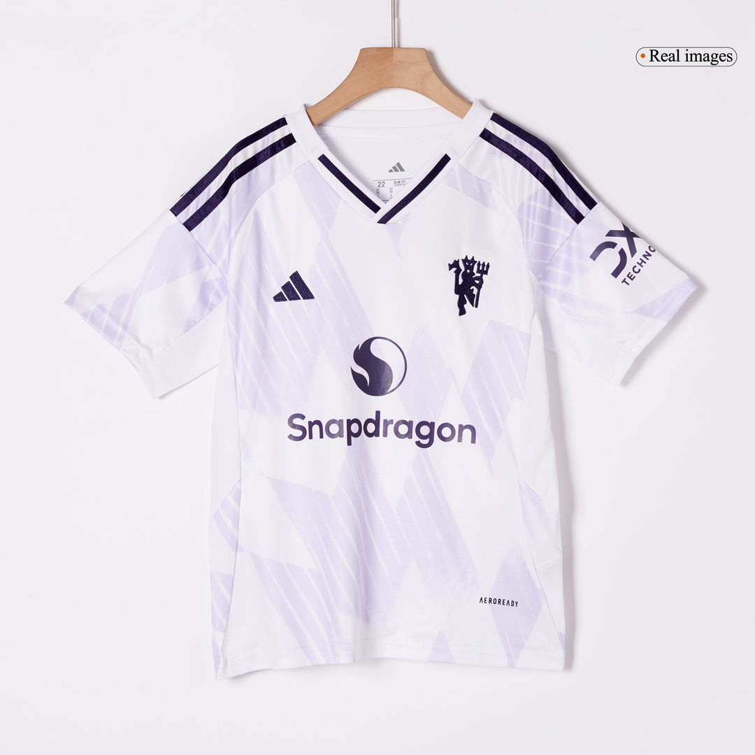 Manchester United Extérieur Maillot Kit 2025/26 Enfant Blanc