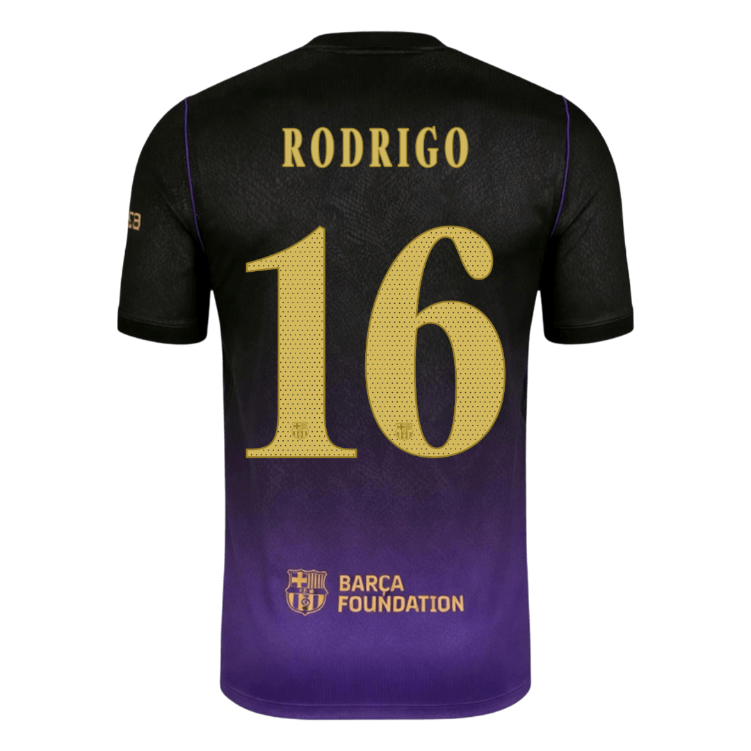 RODRIGO #16 Barcelone Extérieur Maillot 2026/27 Black/Purple - UCL