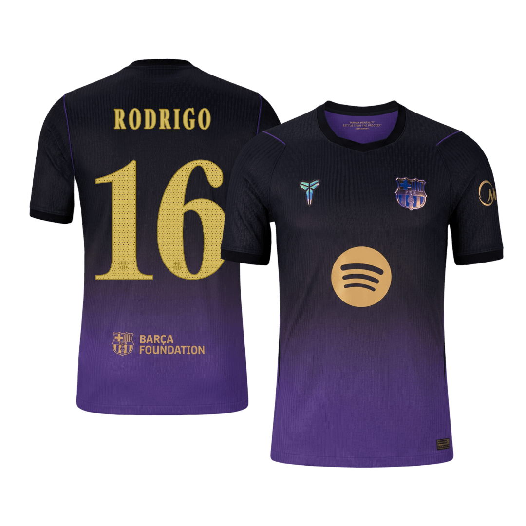 RODRIGO #16 Barcelone Extérieur Maillot 2026/27 Black/Purple Joueur - UCL