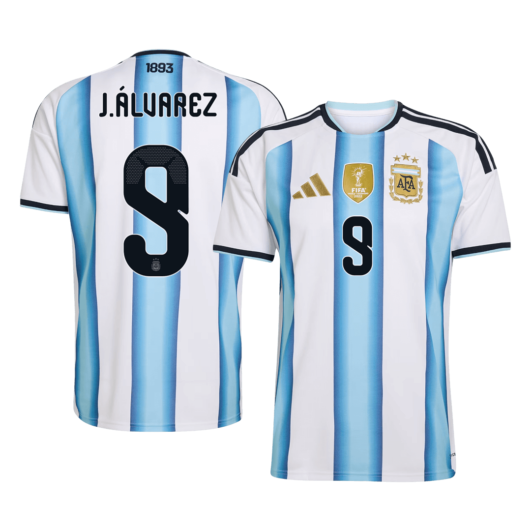 J.ÁLVAREZ #9 Argentine Domicile Maillot Coupe du Monde 2026 Blue&White