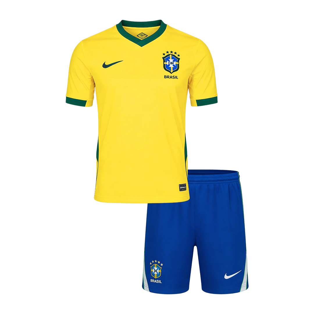Brésil Domicile Maillot Kit - Coupe du Monde 2026 Enfant Jaune