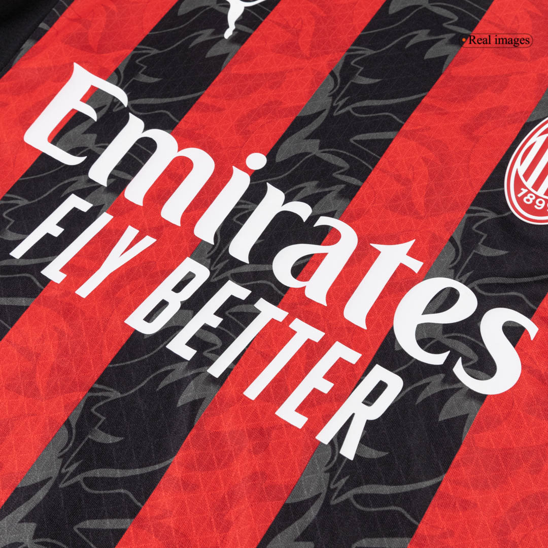 AC Milan Domicile Maillot 2025/26 Red&Black Authentique Grande Taille