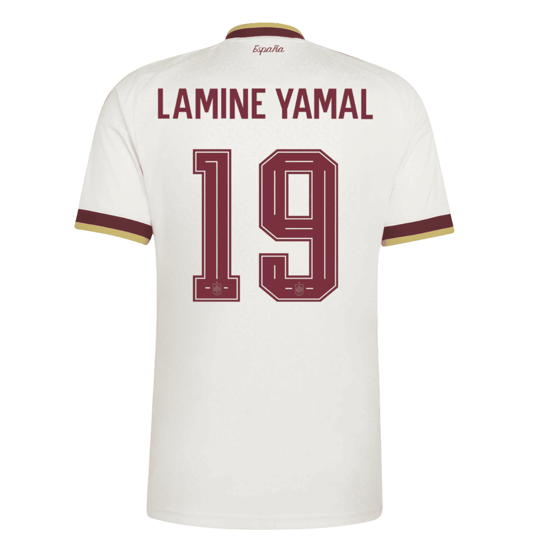 LAMINE YAMAL #19 Spanje Uitshirt - Wereldkampioenschap 2026 Wit