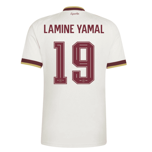 LAMINE YAMAL #19 Spanje Uitshirt - Wereldkampioenschap 2026 Wit