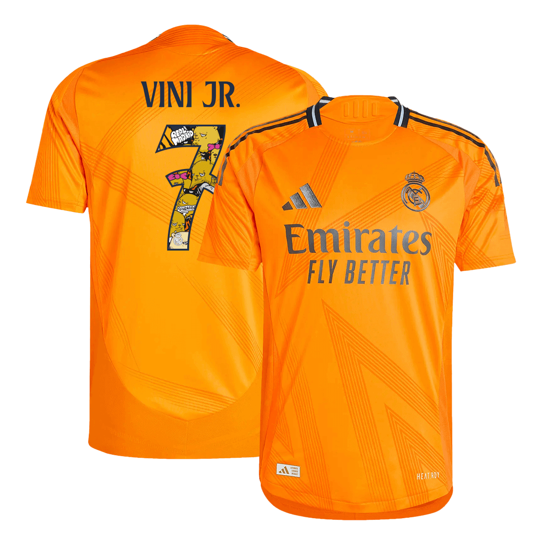 VINI JR. #7 Real Madrid Extérieur Maillot 2024/25 Authentique - Bear Champ Font - Mon Maillot Foot Store