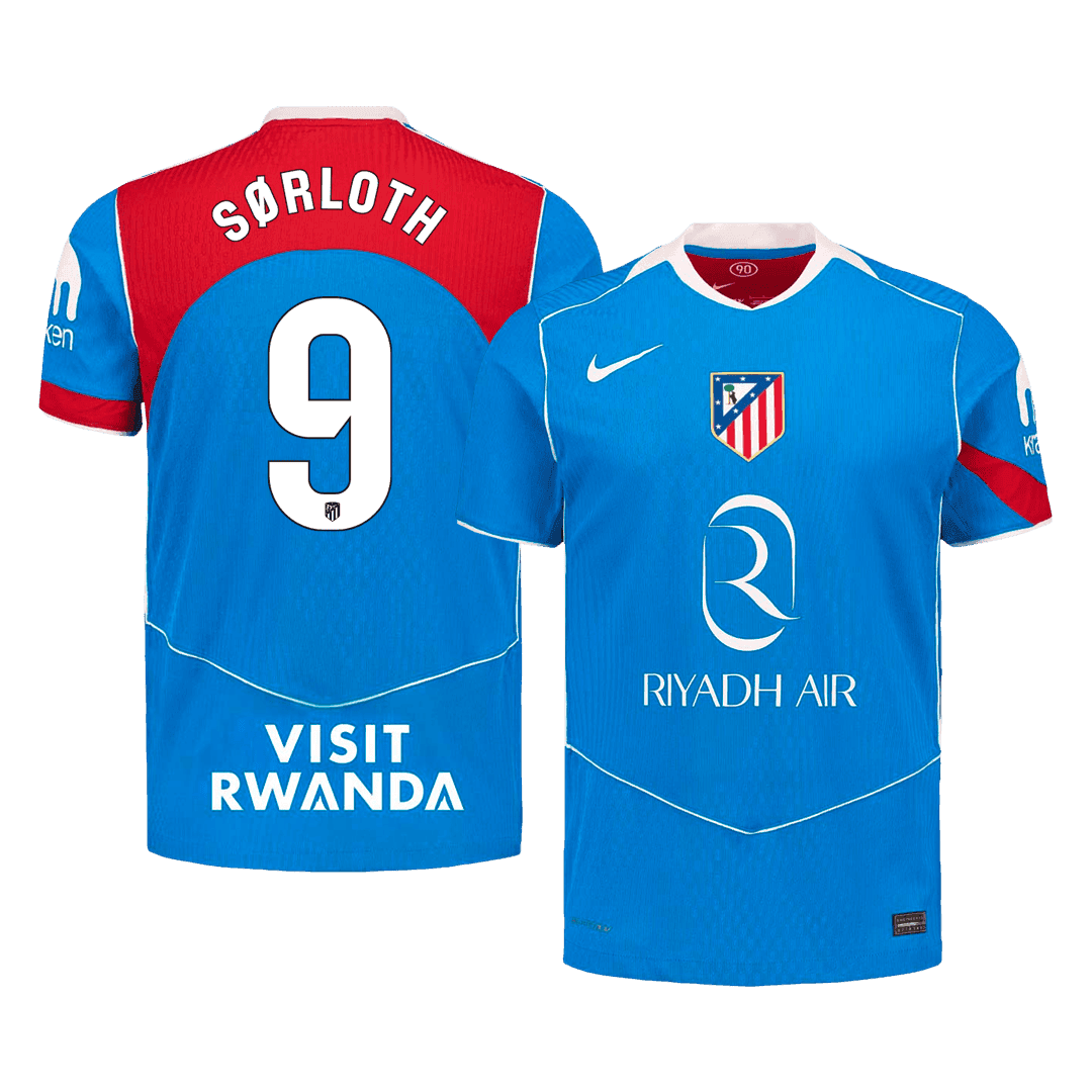 SØRLOTH #9 Atlético Derde Thuisshirt 2025/26 Blauw Speler