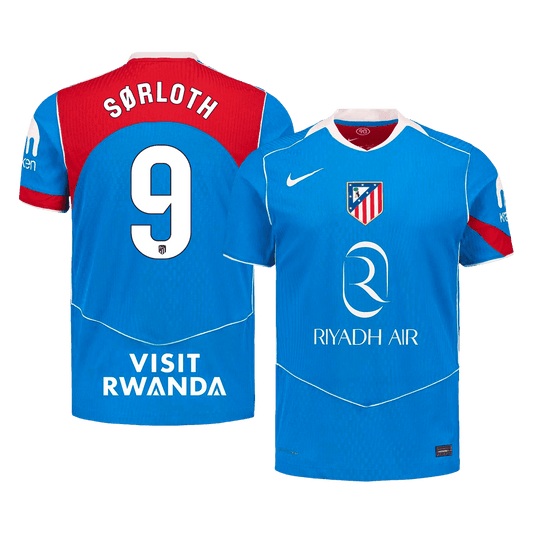 SØRLOTH #9 Atlético Derde Thuisshirt 2025/26 Blauw Speler