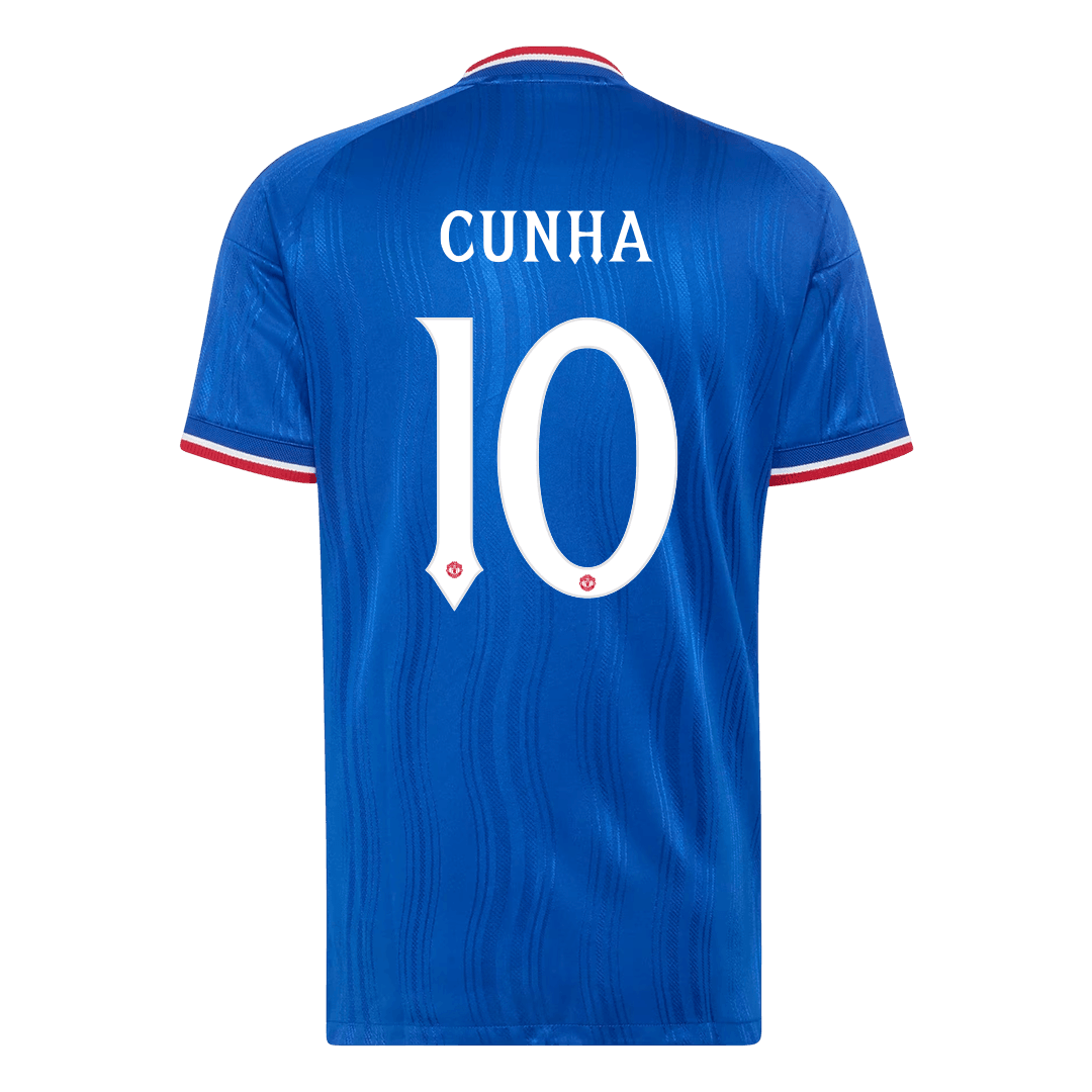 CUNHA #10 Manchester United Extérieur Maillot 2026/27 Bleu Joueur - UCL
