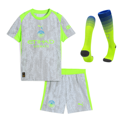 Manchester City Third Maillot Kit 2025/26 Enfant Gris