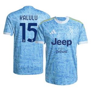 KALULU #15 Juventus Extérieur Maillot 2025/26 Bleu Authentique