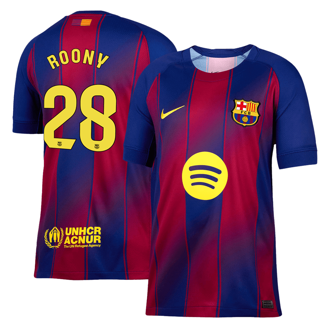 ROONY #28 Barcelone Domicile Maillot 2025/26 Rouge et Bleu - Super