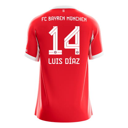 LUIS DÍAZ #14 München Thuisshirt 2025/26 Rood - Super
