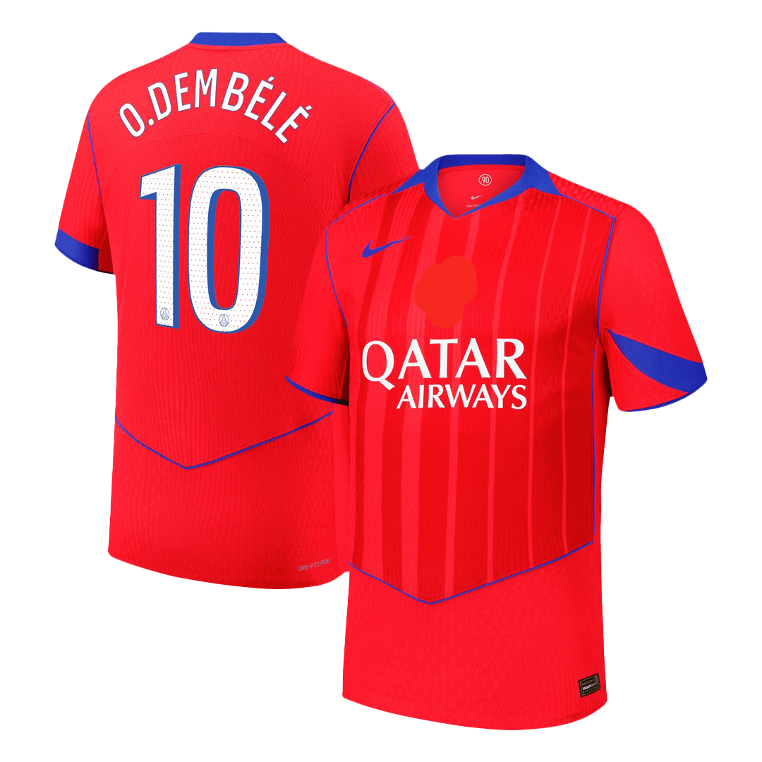 O.DEMBÉLÉ #10 Paris Third Maillot 2025/26 Rouge Authentique