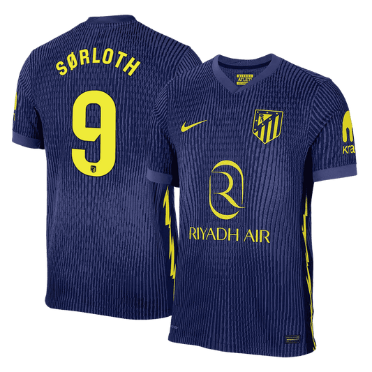 SØRLOTH #9 Atlético Uit tenue Shirt 2025/26 Marineblauw Speler