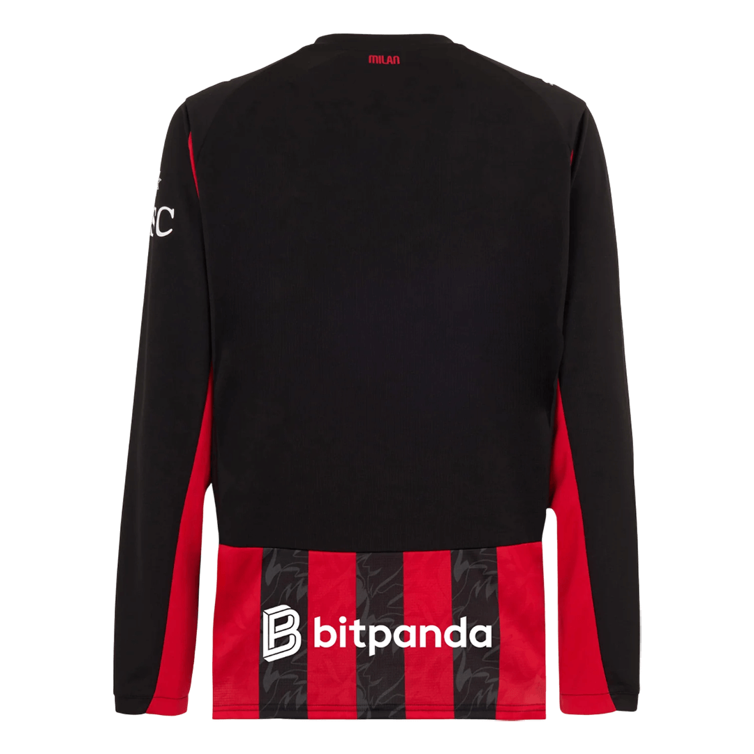 AC Milan Domicile Maillot Manches Longues 2025/26 Rouge&Noir Grande Taille
