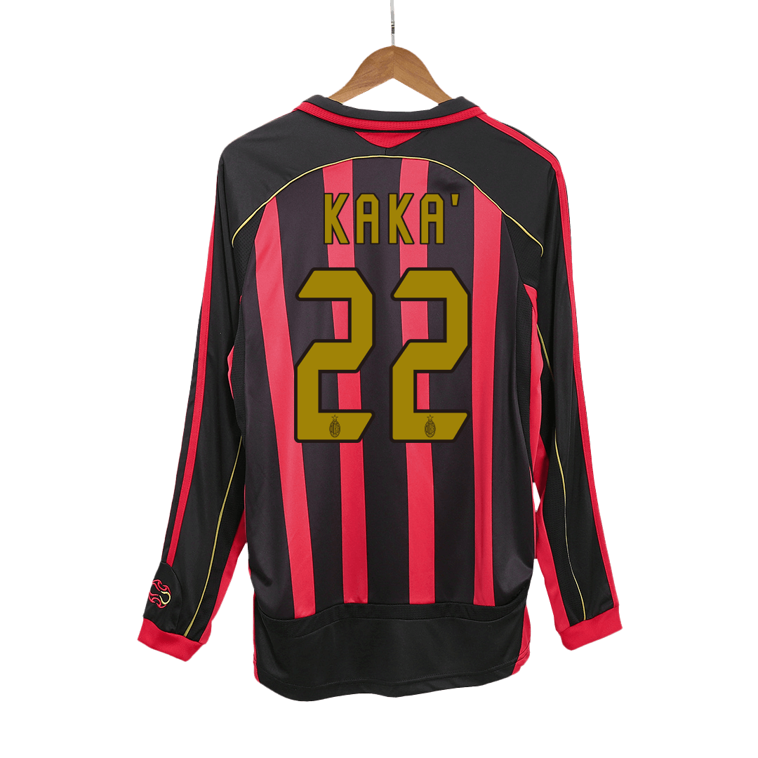 Vintage KAKA' #22 Milan AC Domicile Maillot Manches Longues 2006/07