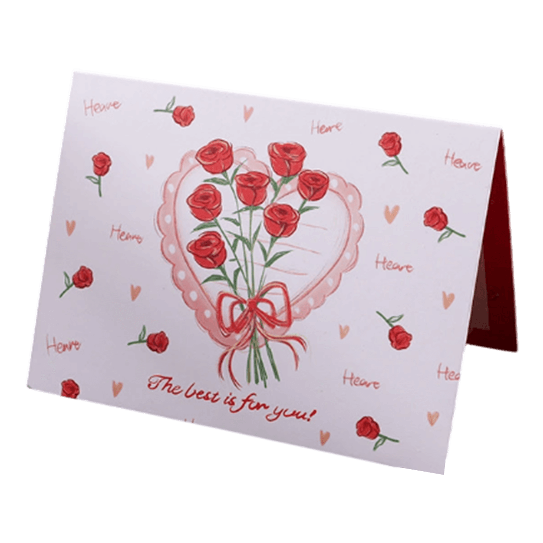 Custom Rose Heart Valentine's Day Card Red