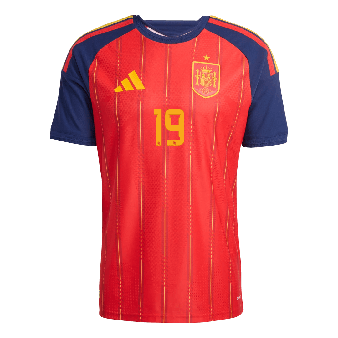 LAMINE YAMAL #19 Spanje Thuisshirt - Wereldkampioenschap 2026 Rood Speler