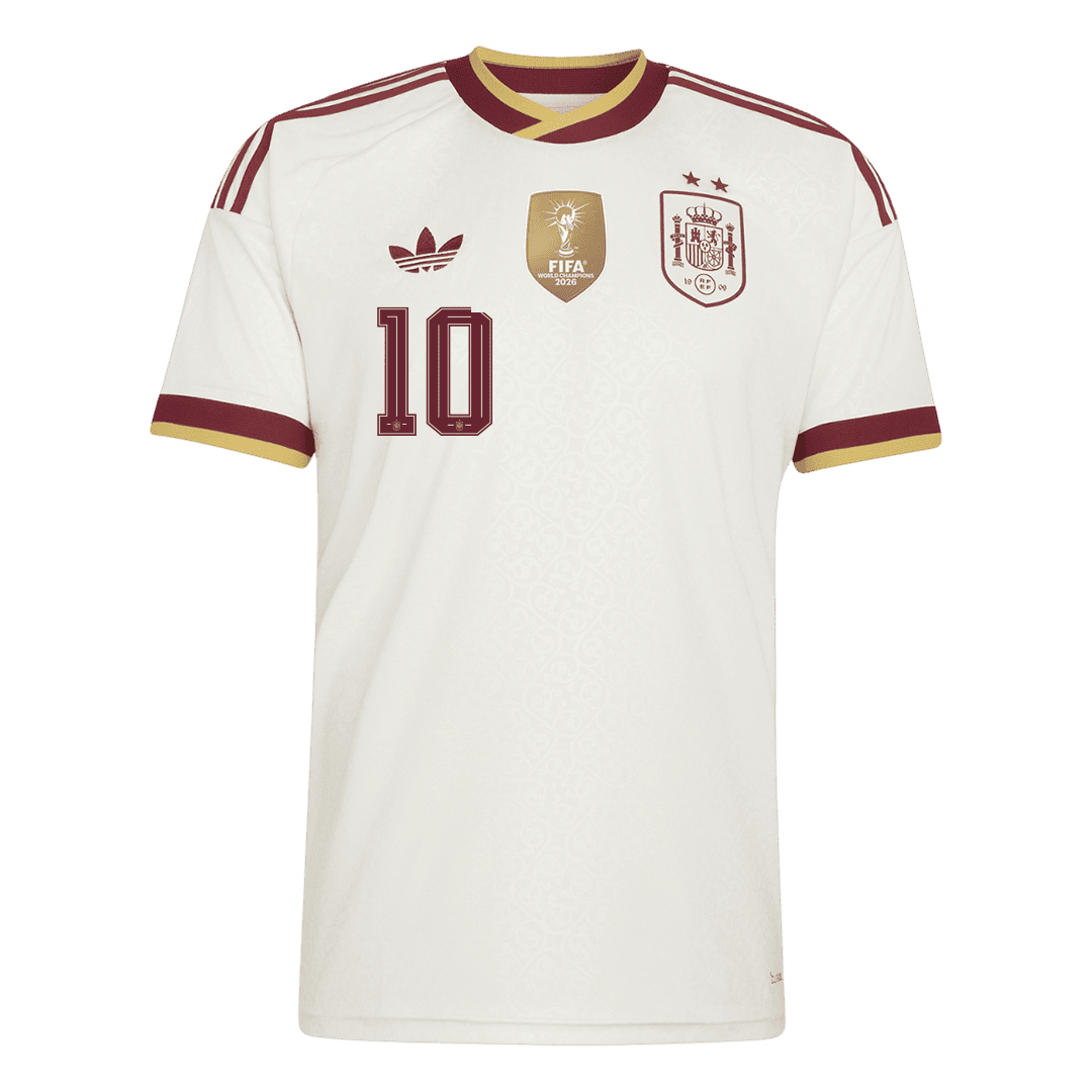 OLMO #10 Espagne Extérieur Maillot 2 Stars - Champion Edition - Coupe du Monde 2026 Blanc
