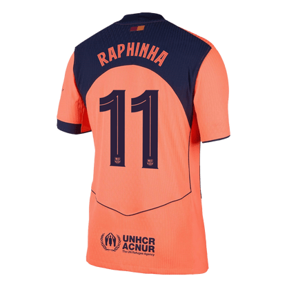 RAPHINHA #11 Barcelone Third Maillot 2025/26 Orange Authentique - UCL