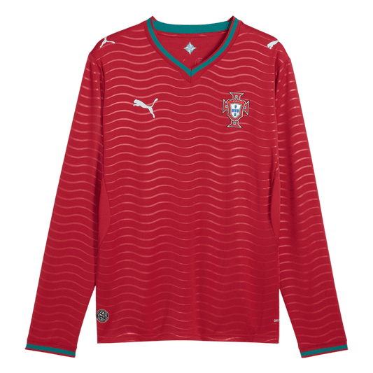 Portugal Domicile Maillot Manches Longues - Coupe du Monde 2026 Rouge Grande Taille