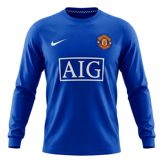 Retro Manchester United Third Maillot Manches Longues 2008/09 Bleu