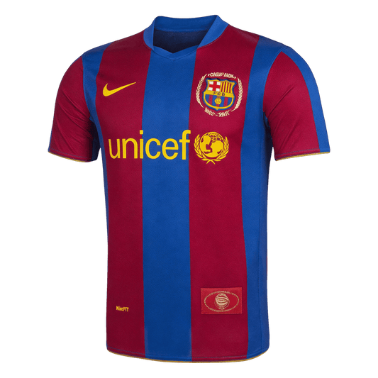 Retro FC Barcelona Thuisshirt 2007/08 Blauw & Granaatrood