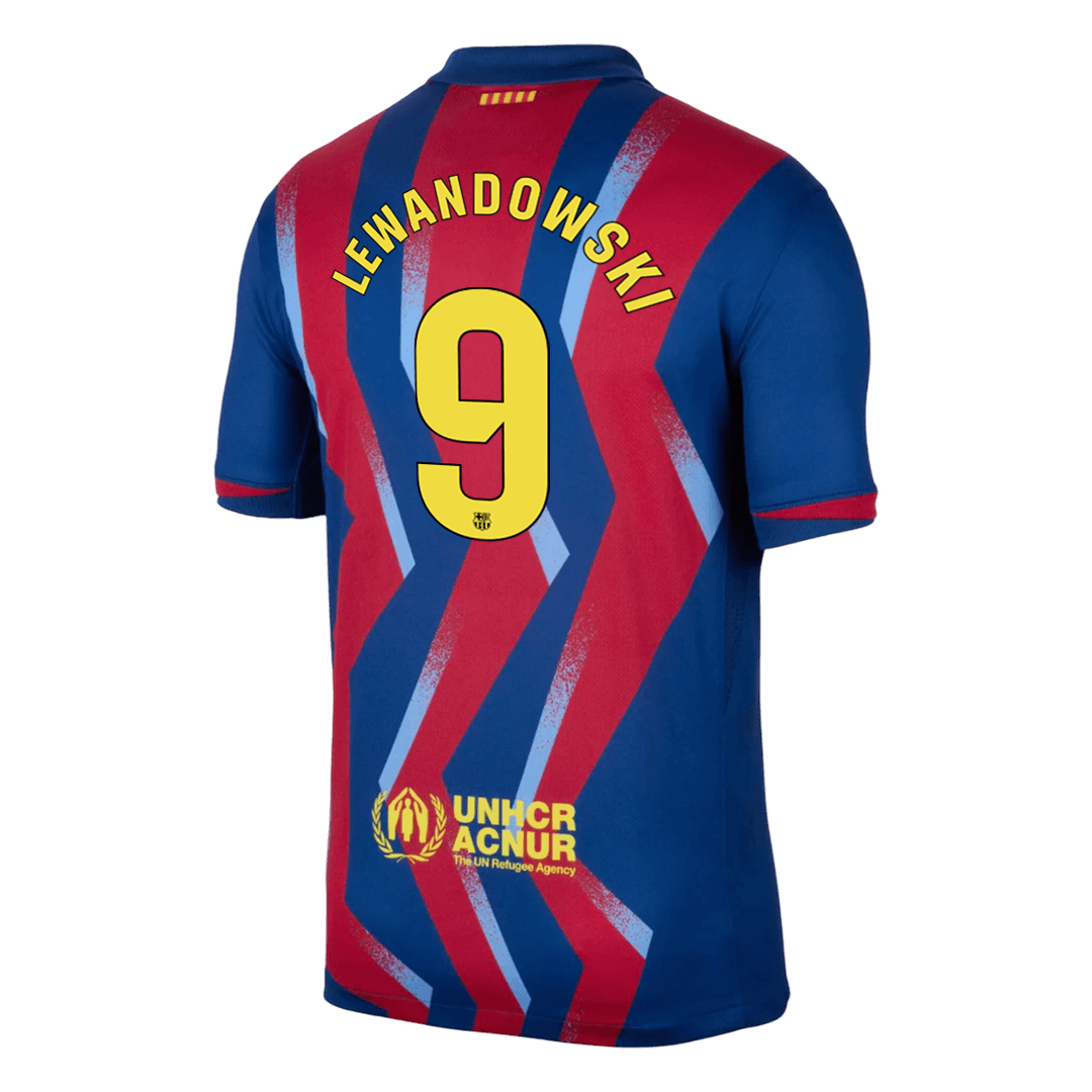LEWANDOWSKI #9 Barcelone Fourth Maillot 2025/26 Rouge&Bleu