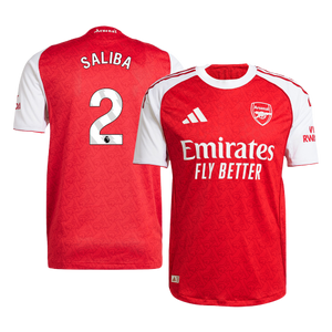 SALIBA #2 Arsenal Domicile Maillot 2025/26 Rouge Authentique